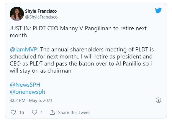 MVP retiring as PLDT CEO, Al Panlilio taking over 2
