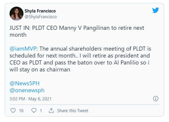 MVP retiring as PLDT CEO, Al Panlilio taking over 1