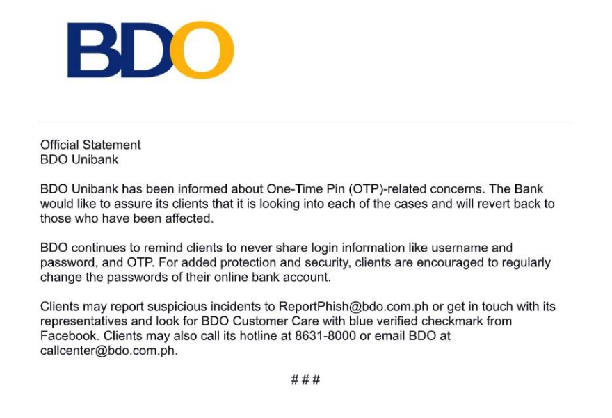 Hacked BDO accounts are used to buy Bitcoin via UnionBank 1